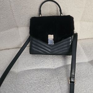Aldo Black Crossbody Bag with Gold Accent